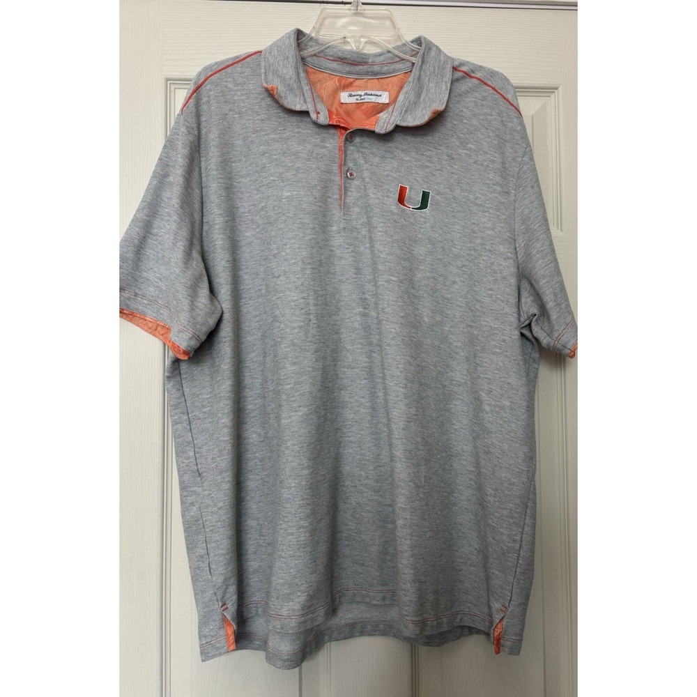 Tommy Bahama Island Zone Gray Miami Hurricanes Men's Polo Size XXL - Rare